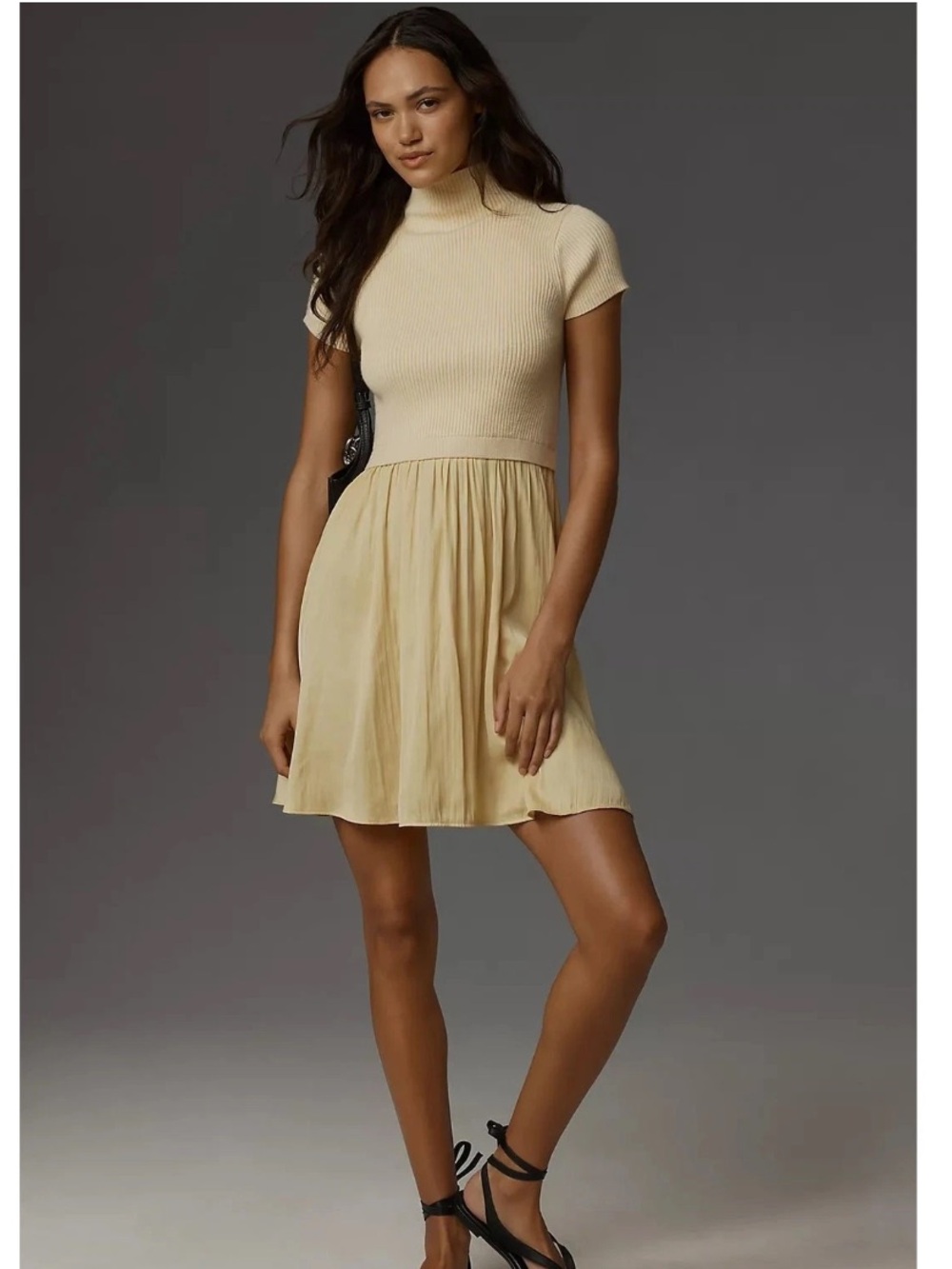 NWT Anthropologie size L The Thea twofer mini sweater dress in canary color